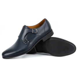 Kampol Zapatos monk formales para hombre 341/54 azul marino 4