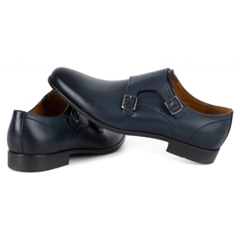 Kampol Zapatos monk formales para hombre 341/54 azul marino 6