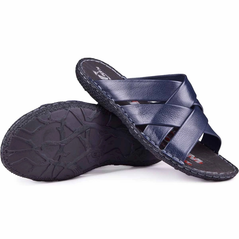 Kampol Zapatilla piel hombre 214/63 azul marino 1