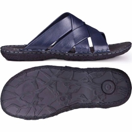 Kampol Zapatilla piel hombre 214/63 azul marino 2