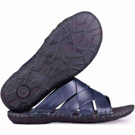 Kampol Zapatilla piel hombre 214/63 azul marino 3