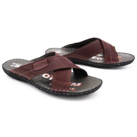 Kampol Babuchas hombre piel 200/34/P burdeos rojo 4
