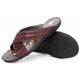 Kampol Babuchas hombre piel 200/34/P burdeos rojo 5