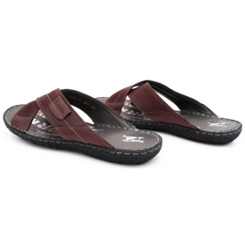 Kampol Babuchas hombre piel 200/34/P burdeos rojo 6