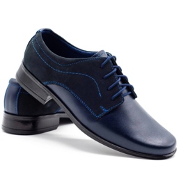 Lukas Zapatos de comunión infantil J1 azul marino con nubuck 4