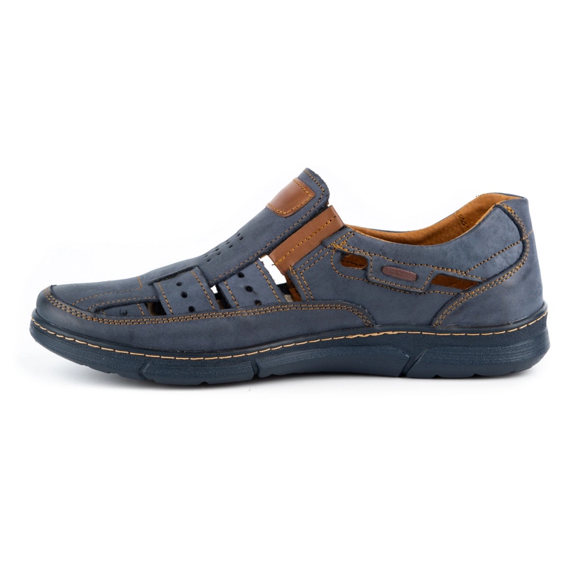 KENT Zapatos de hombre calados 601 para verano azul marino 1