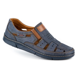 KENT Zapatos de hombre calados 601 para verano azul marino 2