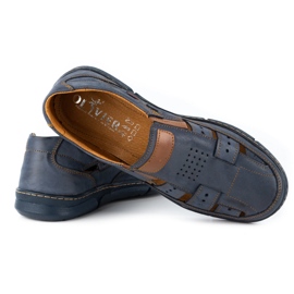 KENT Zapatos de hombre calados 601 para verano azul marino 5