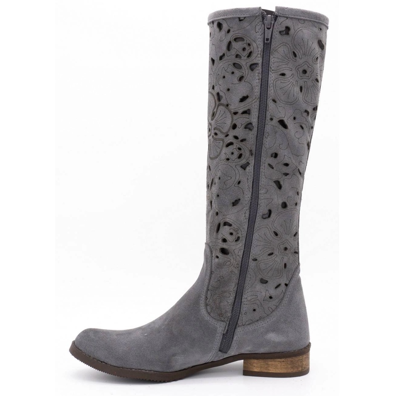 Olivier Botines calados de mujer Flores gris oscuro 1 Olivier Botines calados de mujer Flores gris oscuro 1