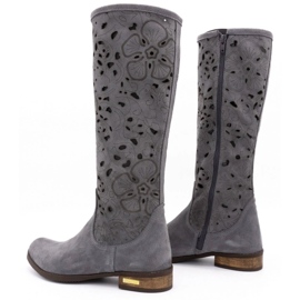 Olivier Botines calados de mujer Flores gris oscuro 4