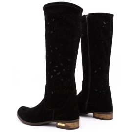 Olivier Botas de mujer caladas Flores negras negro 4