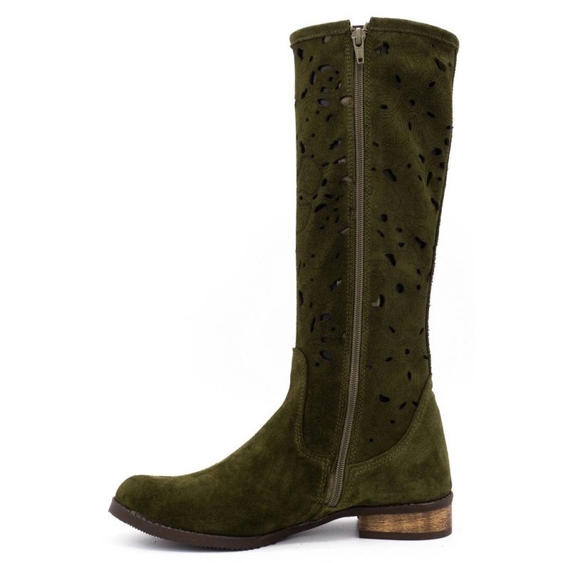 Olivier Botas de mujer caladas Flores verde 1 Olivier Botas de mujer caladas Flores verde 1