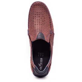 Olivier Zapatos de hombre mocasines 901 verano burdeos rojo 8