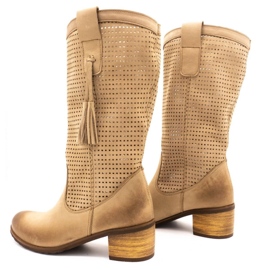 Olivier Botas de mujer caladas D44 beige 5