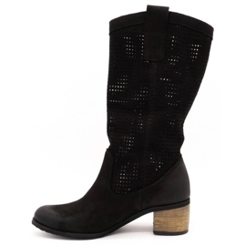 Olivier Botas negras de mujer D44 calado negro 1