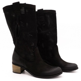 Olivier Botas negras de mujer D44 calado negro 2