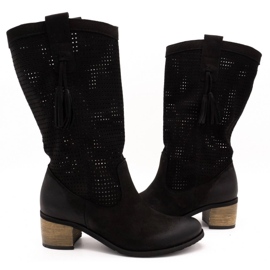 Olivier Botas negras de mujer D44 calado negro 3