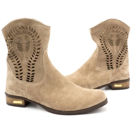 Olivier Botas de mujer caladas Cassie beige 3