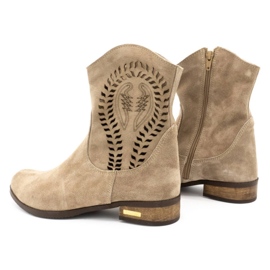 Olivier Botas de mujer caladas Cassie beige 5