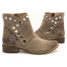 Exousite Bota mujer piel tachuelas 1198 gris 6