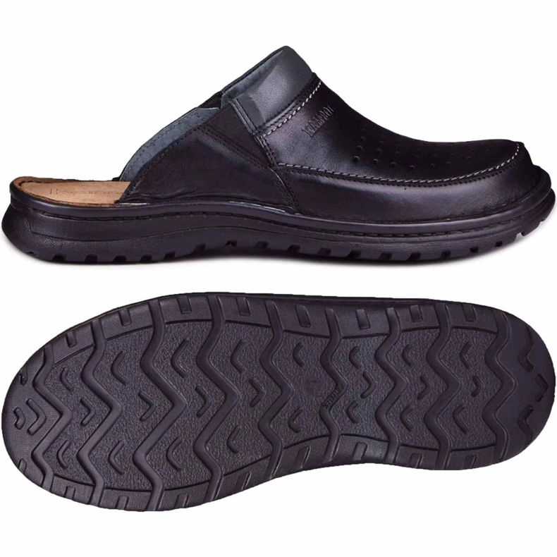 Zapatilla piel hombre 219 Kampol negro 1