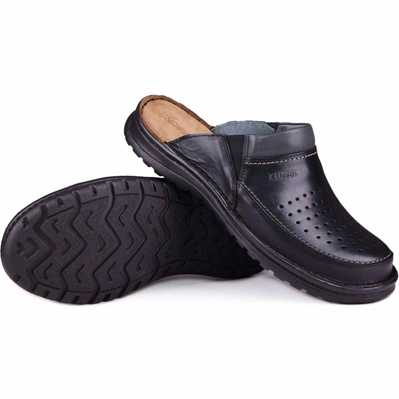 Zapatilla piel hombre 219 Kampol negro 2