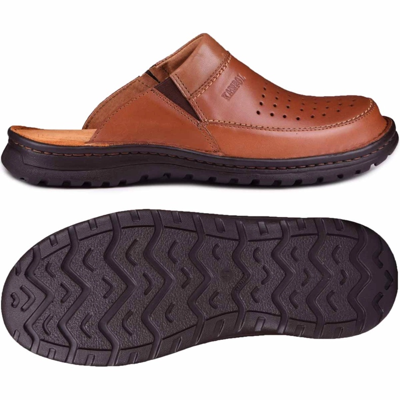 Zapatilla piel hombre 219 Kampol marrón 1