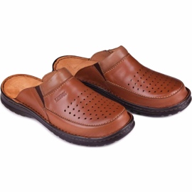 Zapatilla piel hombre 219 Kampol marrón 3