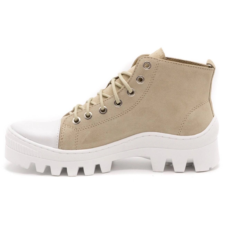 Polbut Botas mujer piel D1 nobuck beige con blanco 1