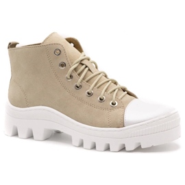 Polbut Botas mujer piel D1 nobuck beige con blanco 2