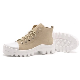 Polbut Botas mujer piel D1 nobuck beige con blanco 4