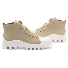 Polbut Botas mujer piel D1 nobuck beige con blanco 5