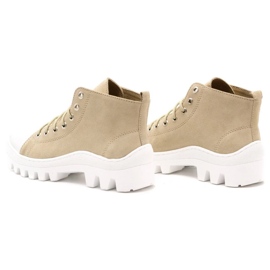 Polbut Botas mujer piel D1 nobuck beige con blanco 7