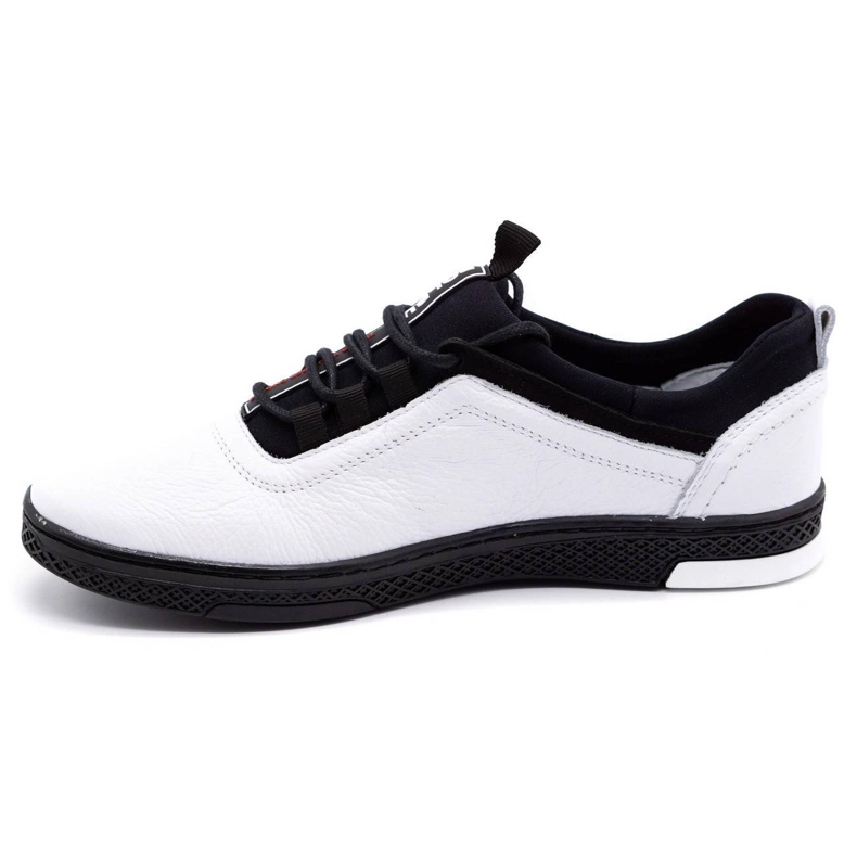 Polbut Zapato casual de piel para hombre K24 blanco con parte inferior negra negro 1