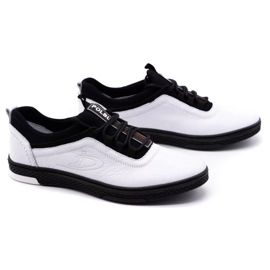 Polbut Zapato casual de piel para hombre K24 blanco con parte inferior negra negro 2