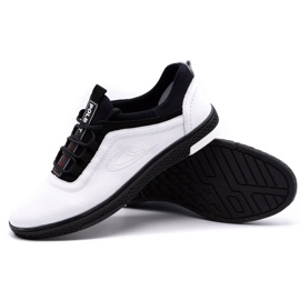 Polbut Zapato casual de piel para hombre K24 blanco con parte inferior negra negro 3