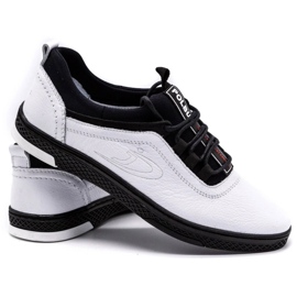 Polbut Zapato casual de piel para hombre K24 blanco con parte inferior negra negro 4