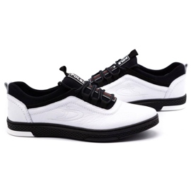 Polbut Zapato casual de piel para hombre K24 blanco con parte inferior negra negro 5