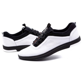 Polbut Zapato casual de piel para hombre K24 blanco con parte inferior negra negro 6