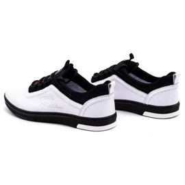 Polbut Zapato casual de piel para hombre K24 blanco con parte inferior negra negro 7