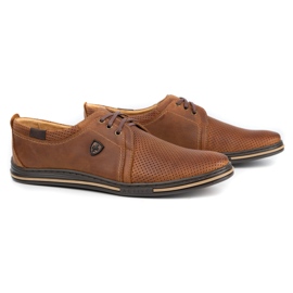 Polbut Zapatos de piel para hombre 343 camel perforation marrón 1