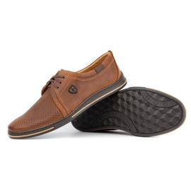 Polbut Zapatos de piel para hombre 343 camel perforation marrón 2