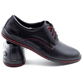 Lukas Zapatos de cuero para hombre 295LU negro con rojo 3