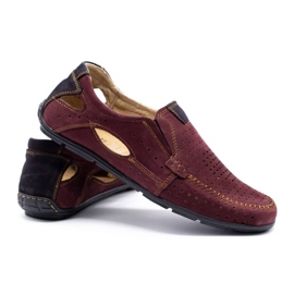 Olivier Zapatos de hombre mocasines 91K verano burdeos rojo 4