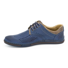 Polbut Zapatos de piel para hombre 402 verano azul marino con marrón 1