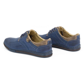 Polbut Zapatos de piel para hombre 402 verano azul marino con marrón 6