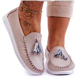 Mocasines Mujer Piel Calada Rosa Claro Lanzarot rosado 8