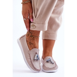 Mocasines Mujer Piel Calada Rosa Claro Lanzarot rosado 1