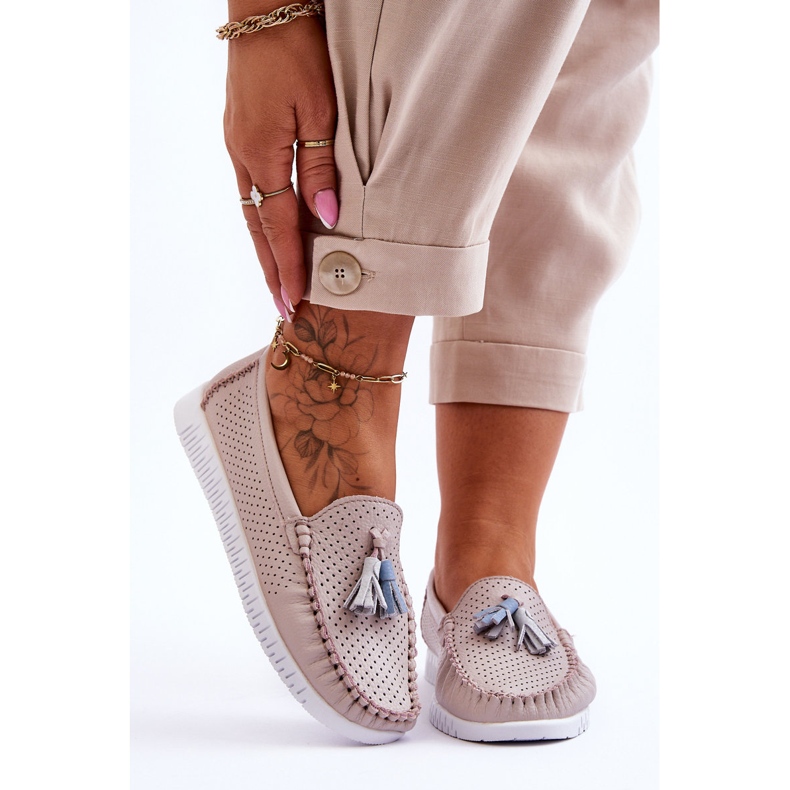 Mocasines Mujer Piel Calada Rosa Claro Lanzarot 1