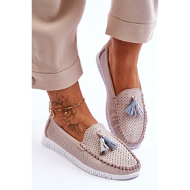 Mocasines Mujer Piel Calada Rosa Claro Lanzarot rosado 4